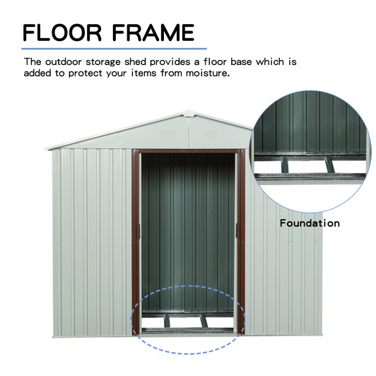 A2ZHOME RY-SDYX56-W 6ft x 5ft Outdoor Metal Storage Shed White: Stylish and Sturdy Outdoor Storage Solution
