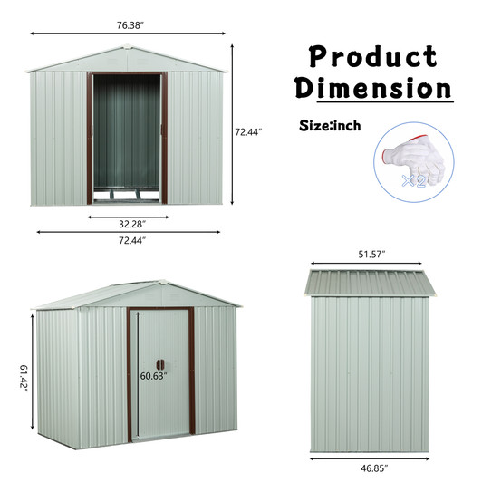 A2ZHOME RY-SDYX56-W 6ft x 5ft Outdoor Metal Storage Shed White: Stylish and Sturdy Outdoor Storage Solution