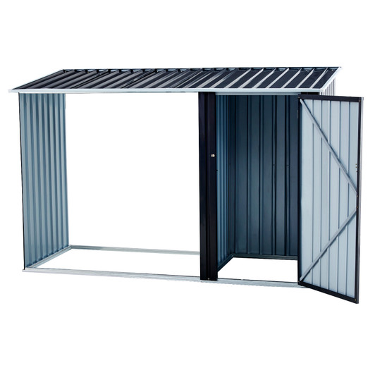 A2ZHOME Firewood Storage Shed, Outdoor Firewood Rack with Log Holder, Anthracite Galvanized Steel: Secure and Stylish Firewood Shelter