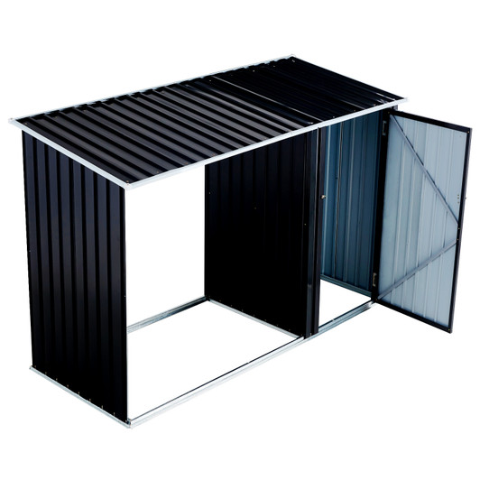 A2ZHOME Firewood Storage Shed, Outdoor Firewood Rack with Log Holder, Anthracite Galvanized Steel: Secure and Stylish Firewood Shelter
