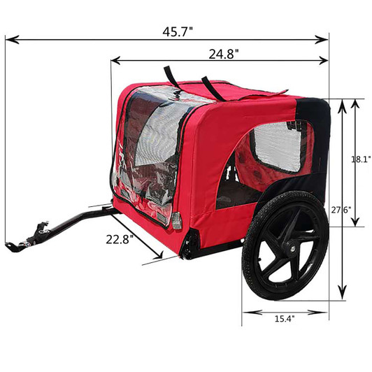 A2ZHOME Bicycle Trailer for Pets - Outdoor Foldable Dog Trailer with Reflectors and Safety Flag, Red