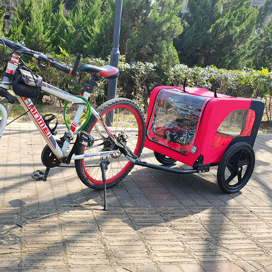 A2ZHOME Bicycle Trailer for Pets - Outdoor Foldable Dog Trailer with Reflectors and Safety Flag, Red