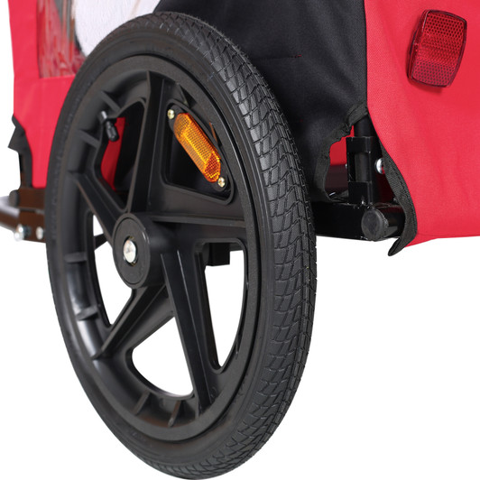 A2ZHOME Bicycle Trailer for Pets - Outdoor Foldable Dog Trailer with Reflectors and Safety Flag, Red