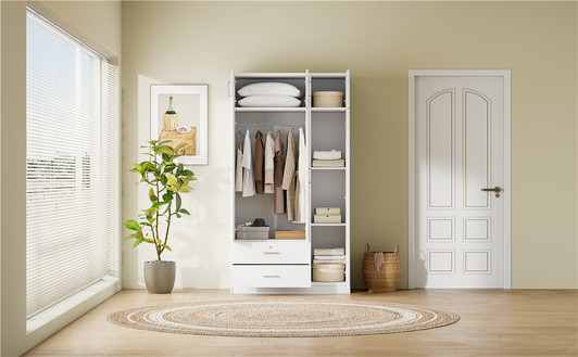 A2ZHOME 3-Door Mirror Wardrobe with 2 Drawers and Top Cabinet - Sleek Storage Solution for Your Bedroom