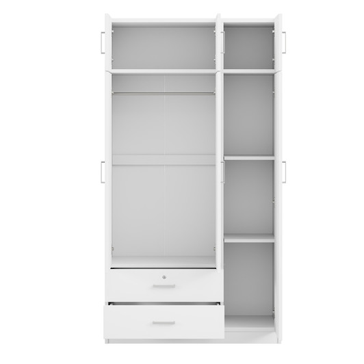 A2ZHOME 3-Door Mirror Wardrobe with 2 Drawers and Top Cabinet - Sleek Storage Solution for Your Bedroom
