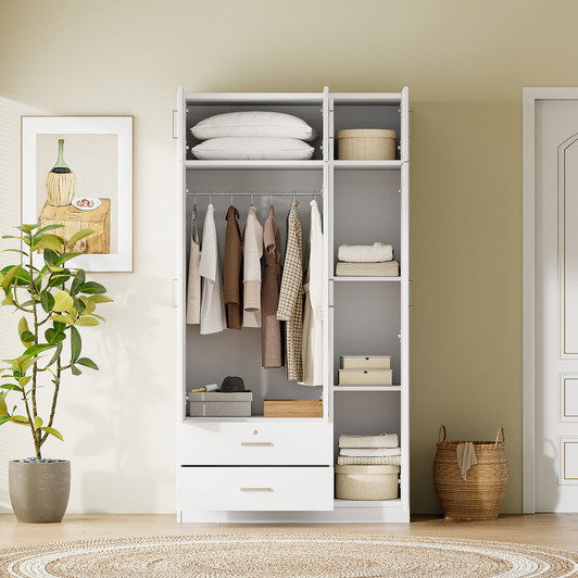A2ZHOME 3-Door Mirror Wardrobe with 2 Drawers and Top Cabinet - Sleek Storage Solution for Your Bedroom
