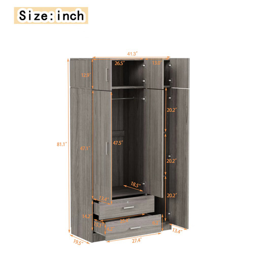 A2ZHOME 3-Door Mirror Wardrobe with 2 Drawers and Top Cabinet - Sleek Storage Solution for Your Bedroom