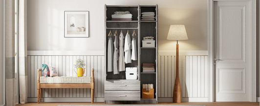 A2ZHOME 3-Door Mirror Wardrobe with 2 Drawers and Top Cabinet - Sleek Storage Solution for Your Bedroom