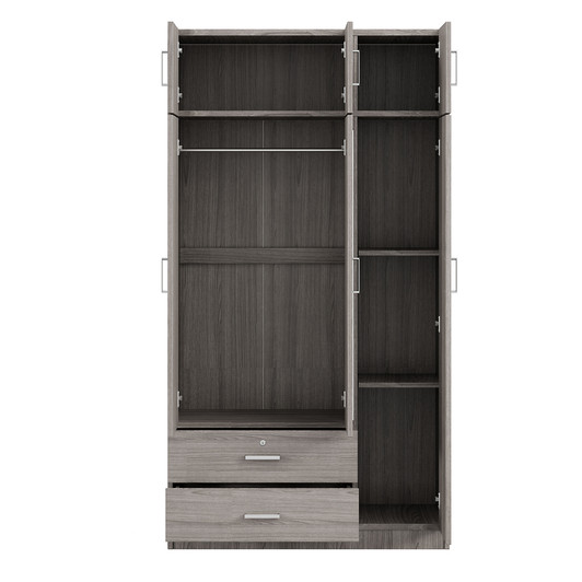 A2ZHOME 3-Door Mirror Wardrobe with 2 Drawers and Top Cabinet - Sleek Storage Solution for Your Bedroom