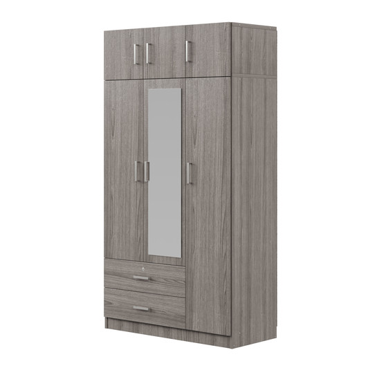 A2ZHOME 3-Door Mirror Wardrobe with 2 Drawers and Top Cabinet - Sleek Storage Solution for Your Bedroom