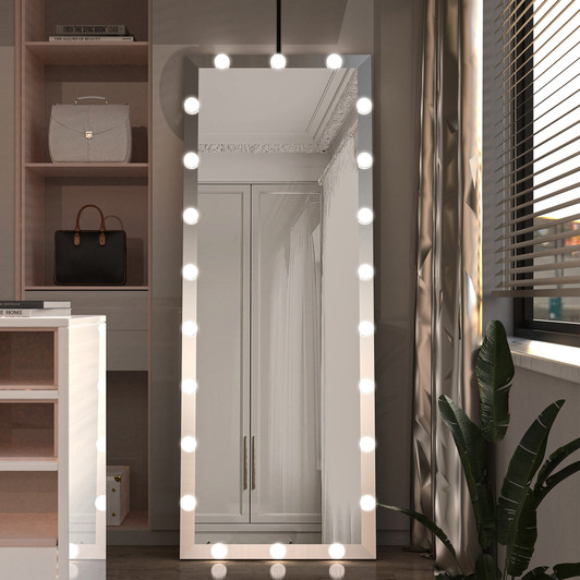 A2ZHOME Hollywood Full Length Mirror with Lights, 3 Color Modes, Touch Control, Silver 63"x24"