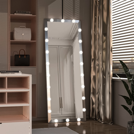 A2ZHOME Hollywood Full Length Mirror with Lights, 3 Color Modes, Touch Control, Silver 63"x24"