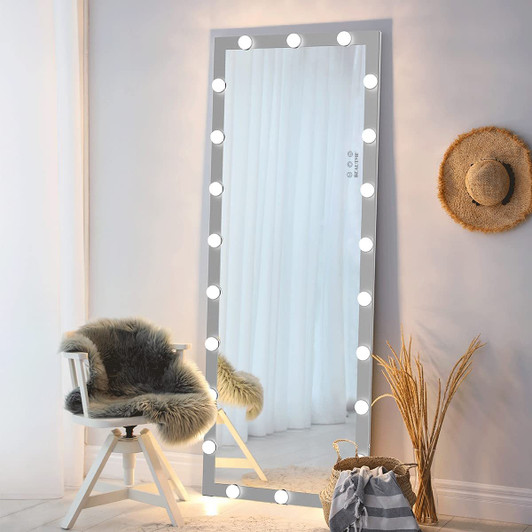 A2ZHOME Hollywood Full Length Mirror with Lights, 3 Color Modes, Touch Control, Silver 63"x24"