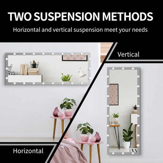 A2ZHOME Hollywood Full Length Mirror with Lights, 3 Color Modes, Touch Control, Silver 63"x24"