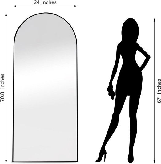 A2ZHOME Dolonm 71"x24" Arched Full Length Mirror, Black