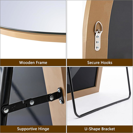 A2ZHOME Dolonm 71x24 Inch Arch Full Length Mirror – Modern Design Standing Floor Mirror with Gold Wooden Frame