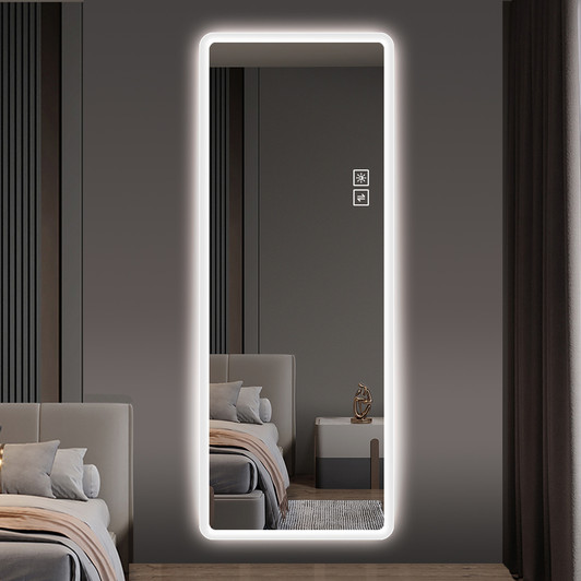 A2ZHOME Full Length Lighted Vanity Mirror, LED Wall-Mounted Body Mirror with Rounded Corners – Perfect for Bedroom, Living Room, Dressing Room, Hotel
