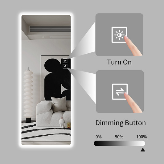 A2ZHOME Full Length Lighted Vanity Mirror, LED Wall-Mounted Body Mirror with Rounded Corners – Perfect for Bedroom, Living Room, Dressing Room, Hotel