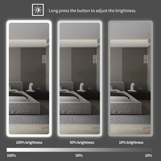 A2ZHOME Full Length Lighted Vanity Mirror, LED Wall-Mounted Body Mirror with Rounded Corners – Perfect for Bedroom, Living Room, Dressing Room, Hotel