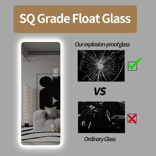 A2ZHOME Full Length Lighted Vanity Mirror, LED Wall-Mounted Body Mirror with Rounded Corners – Perfect for Bedroom, Living Room, Dressing Room, Hotel