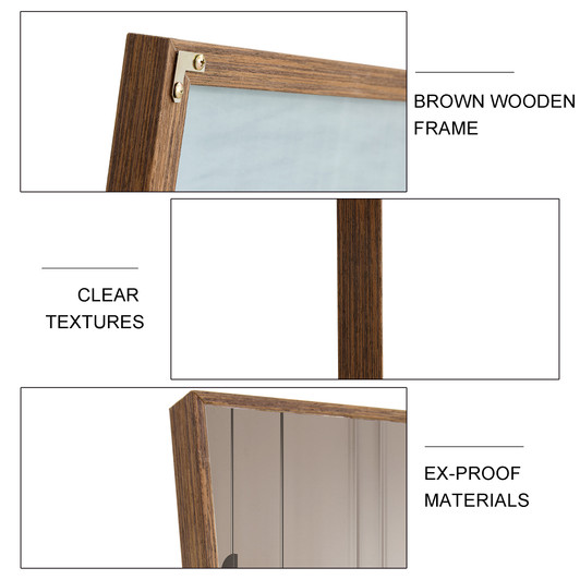 A2ZHOME Brown Solid Wood Frame Full-Length Mirror, 63"x19" Dressing Mirror – Floor or Wall Mounted for Bedroom, Home, Porch, Clothing Store