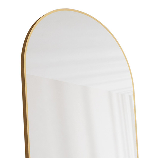 A2ZHOME 1st Generation Floor Mounted Full-Length Mirror, 60"x16.5" Arched Wall Mirror with Gold Aluminum Alloy Frame – Ideal for Bathroom, Bedroom, Porc