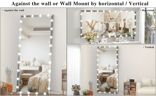 A2ZHOME 72x32 Inch Oversized Vanity Mirror with 3 Color Modes – Lighted Standing Floor Mirror for Dressing Room, Bedroom, Hotel, Silver