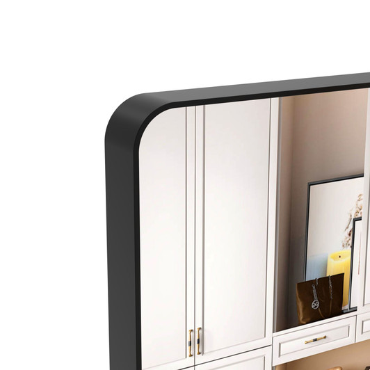 A2ZHOME Oversized Bathroom Mirror with Removable Tray, 72x32 Inch Wall Mount Mirror – Black Aluminum Framed Full