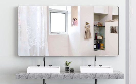 A2ZHOME Silver 72 x 36 Inch Oversized Full-Length Mirror with Mobile Tray – Aluminum Framed Wall-Mounted Mirror for Bedroom, Living Room, Bathroom