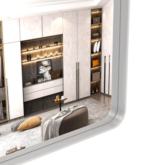 A2ZHOME Silver 72 x 36 Inch Oversized Full-Length Mirror with Mobile Tray – Aluminum Framed Wall-Mounted Mirror for Bedroom, Living Room, Bathroom
