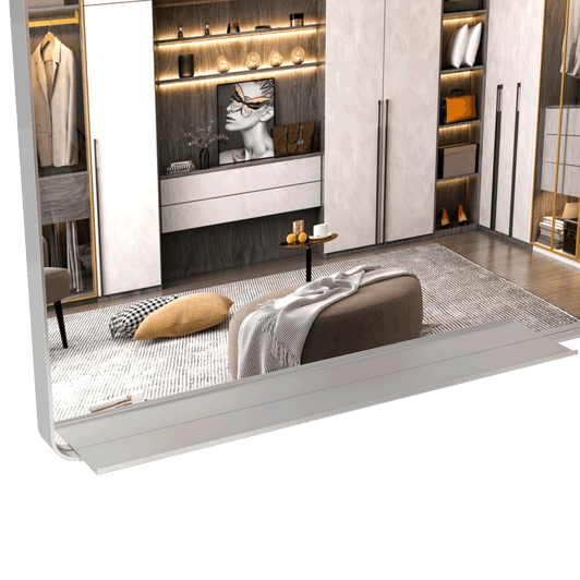 A2ZHOME Silver 72 x 36 Inch Oversized Full-Length Mirror with Mobile Tray – Aluminum Framed Wall-Mounted Mirror for Bedroom, Living Room, Bathroom