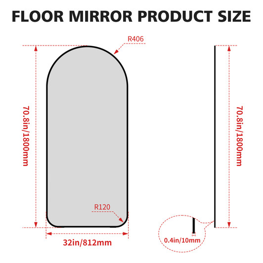 A2ZHOME Arch Full Length Mirror, 71" x 32" Oversized Full Body Mirror – Black Metal Frame Standing Mirror for Bedroom, Living Room, Dressing Room