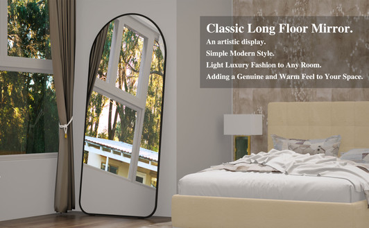 A2ZHOME Arch Full Length Mirror, 71" x 32" Oversized Full Body Mirror – Black Metal Frame Standing Mirror for Bedroom, Living Room, Dressing Room