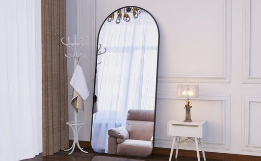 A2ZHOME Arch Full Length Mirror, 71" x 32" Oversized Full Body Mirror – Black Metal Frame Standing Mirror for Bedroom, Living Room, Dressing Room