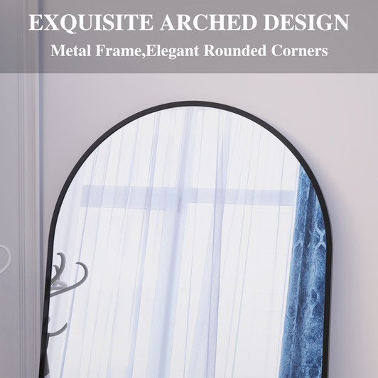 A2ZHOME Arch Full Length Mirror, 71" x 32" Oversized Full Body Mirror – Black Metal Frame Standing Mirror for Bedroom, Living Room, Dressing Room