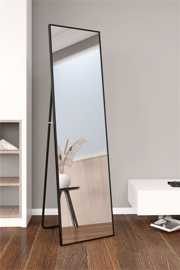 A2ZHOME Wall-Mounted Black Alloy Frame Full Length Mirror – Sleek Modern Design for Any Room