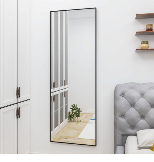 A2ZHOME Wall-Mounted Black Alloy Frame Full Length Mirror – Sleek Modern Design for Any Room