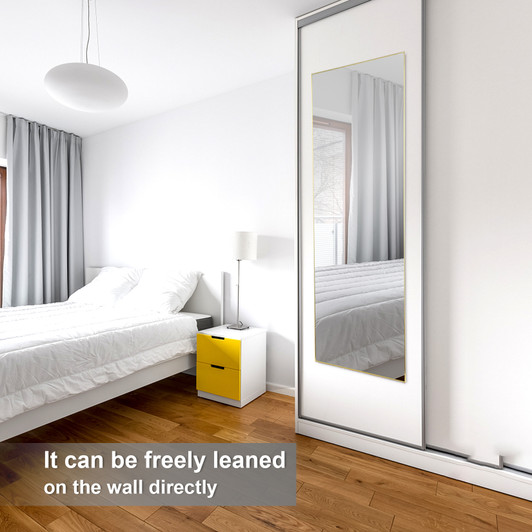 A2ZHOME 65" x 22" Gold Full Length Mirror – Floor Mirror with Stand and Wall-Mounted Option, Aluminum Frame for Bedroom