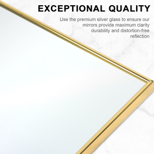A2ZHOME 65" x 22" Gold Full Length Mirror – Floor Mirror with Stand and Wall-Mounted Option, Aluminum Frame for Bedroom