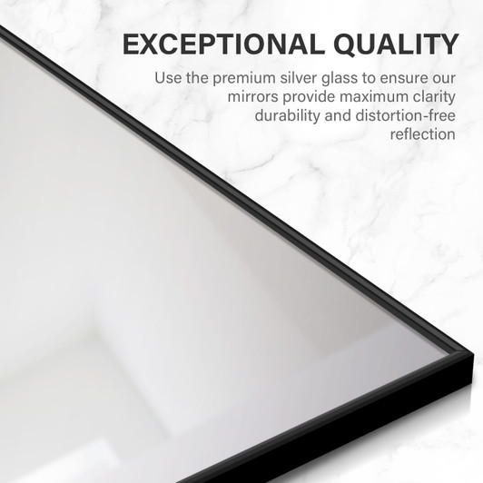 A2ZHOME 65" x 22" Black Full Length Mirror – Floor Mirror with Stand, Aluminum Frame Dressing Mirror for Bedroom