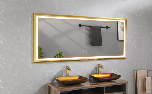 A2ZHOME 96" W x 48" H LED Lighted Bathroom Wall Mounted Mirror – High Lumen + Anti-Fog, Full-Length Mirror for Bedroom, Hair Salon