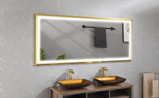 A2ZHOME 96" W x 48" H LED Lighted Bathroom Wall Mounted Mirror – High Lumen + Anti-Fog, Full-Length Mirror for Bedroom, Hair Salon