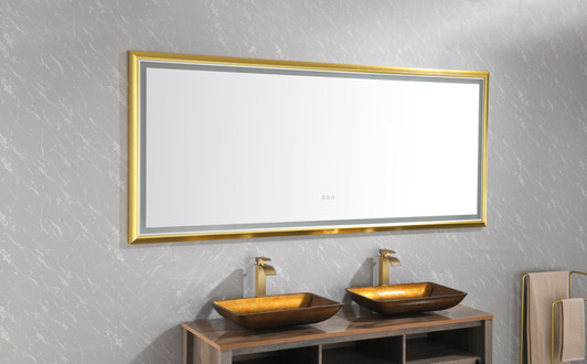 A2ZHOME 96" W x 48" H LED Lighted Bathroom Wall Mounted Mirror – High Lumen + Anti-Fog, Full-Length Mirror for Bedroom, Hair Salon