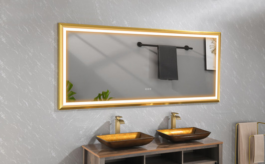 A2ZHOME 96" W x 48" H LED Lighted Bathroom Wall Mounted Mirror – High Lumen + Anti-Fog, Full-Length Mirror for Bedroom, Hair Salon