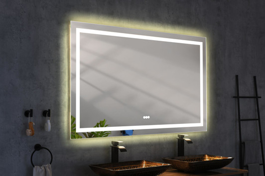 A2ZHOME 84" x 48" LED Lighted Bathroom Wall Mounted Mirror – High Lumen + Anti-Fog, Full-Length Mirror for Bedroom, Hair Salon