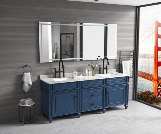 A2ZHOME 84" x 48" LED Lighted Bathroom Wall Mounted Mirror – High Lumen + Anti-Fog, Full-Length Mirror for Bedroom, Hair Salon