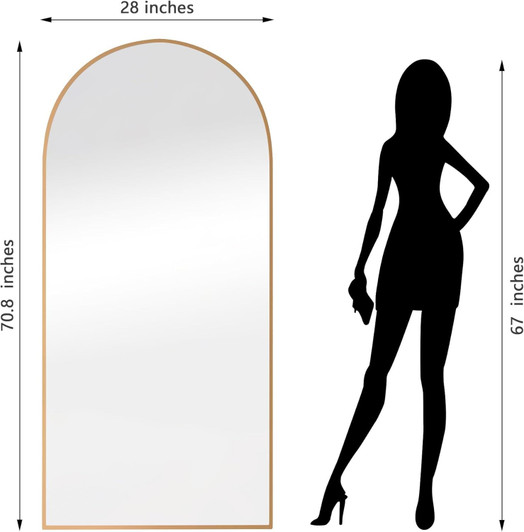 A2ZHOME 71" x 28" Gold Arch Full Length Mirror – Modern Design Standing Floor Mirror for Living Room, Bedroom, Bathroom