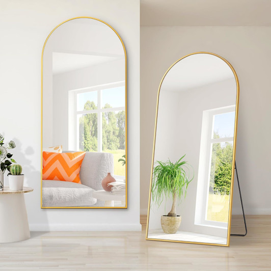 A2ZHOME 71" x 28" Gold Arch Full Length Mirror – Modern Design Standing Floor Mirror for Living Room, Bedroom, Bathroom