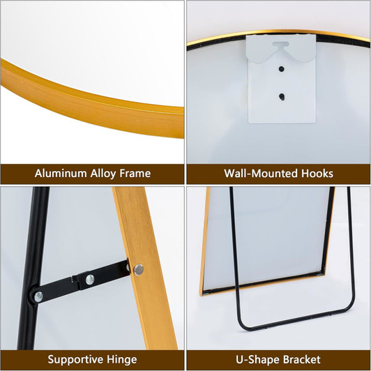 A2ZHOME 71" x 28" Gold Arch Full Length Mirror – Modern Design Standing Floor Mirror for Living Room, Bedroom, Bathroom