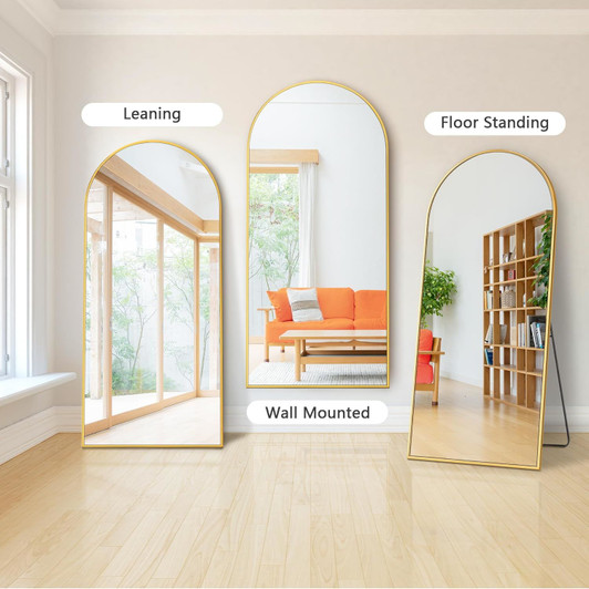 A2ZHOME 71" x 28" Gold Arch Full Length Mirror – Modern Design Standing Floor Mirror for Living Room, Bedroom, Bathroom